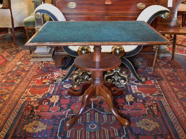 English 19th Century Mahogany George III Tilt Top Games Table with a Felt Top