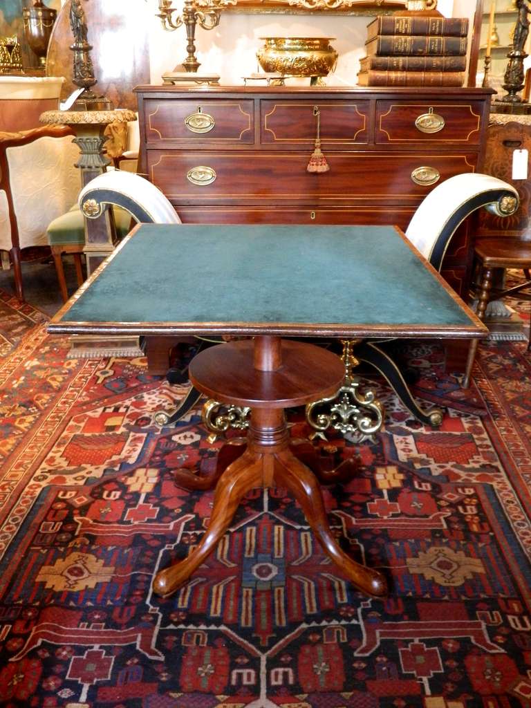 19th Century Mahogany George III Tilt Top Games Table with a Felt Top 3