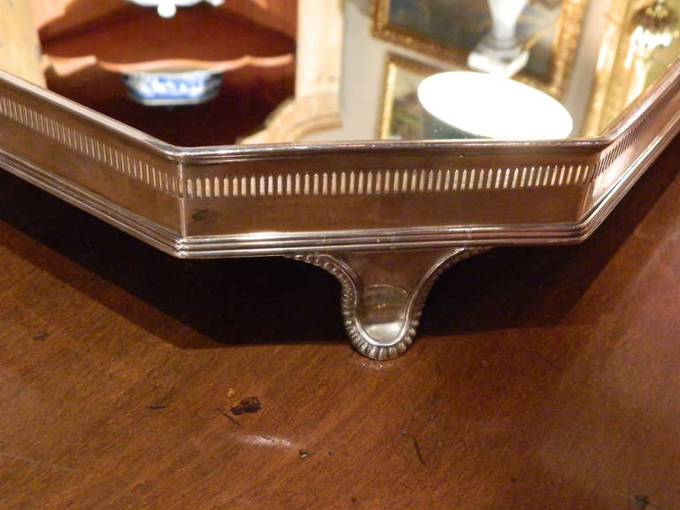 Late 19th Century English Silver Table Plateau or Tray with Mirrored Top 2