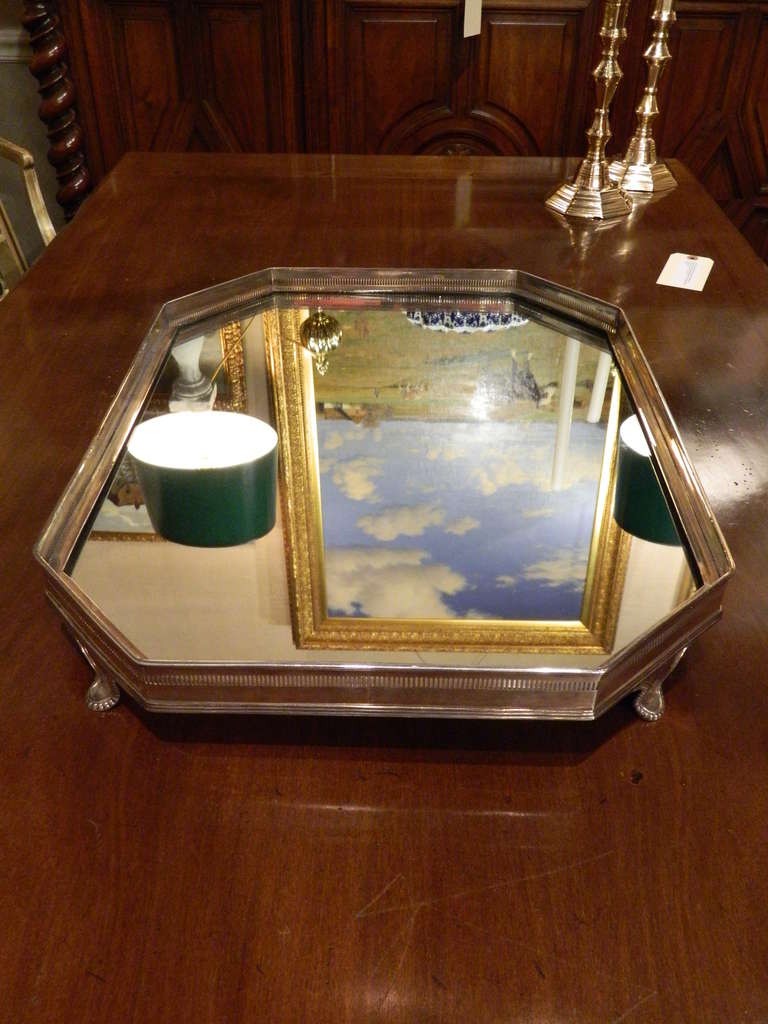 Late 19th Century English Silver Table Plateau or Tray with Mirrored Top 3