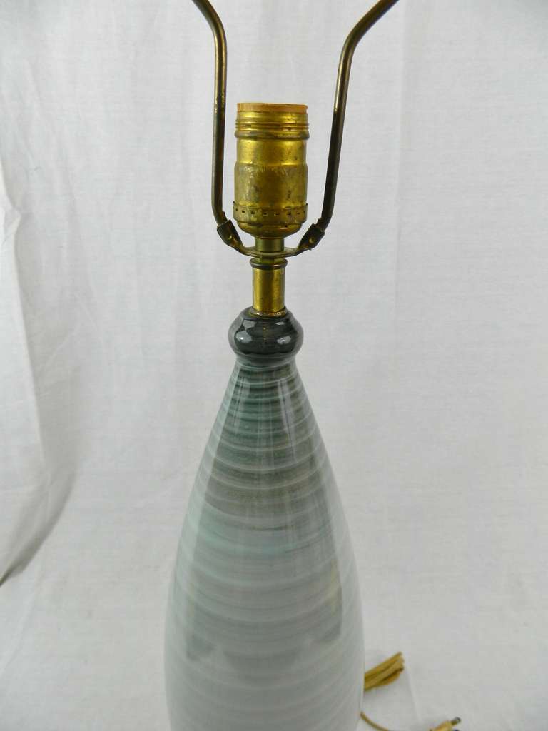 Mid-20th Century Circa 1950's Pair of Towering Murano Lamps on Brass Bases