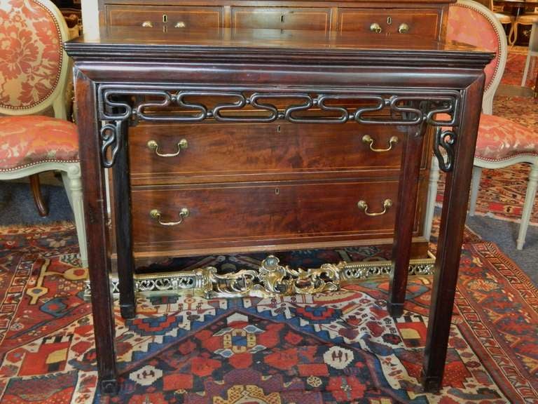 Rosewood Chinese Altar Table with Pierced Scrolled Fretwork, Mid-19th Century In Excellent Condition In Savannah, GA
