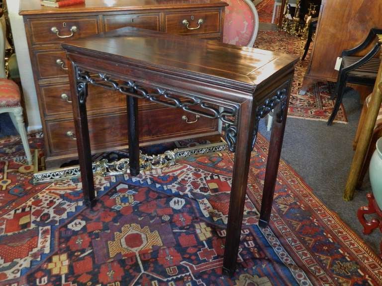 Rosewood Chinese Altar Table with Pierced Scrolled Fretwork, Mid-19th Century 1