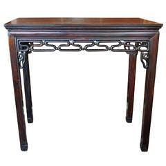 Rosewood Chinese Altar Table with Pierced Scrolled Fretwork, Mid-19th Century