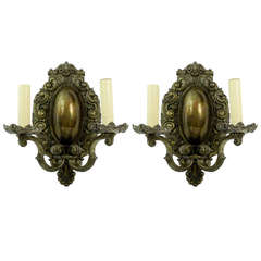 Circa 1890 Pair of Silvered Bronze Bradley and Hubbard Sconces 6