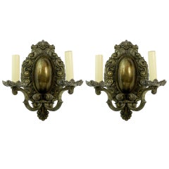 Circa 1890 Pair of Silvered Bronze Bradley and Hubbard Sconces