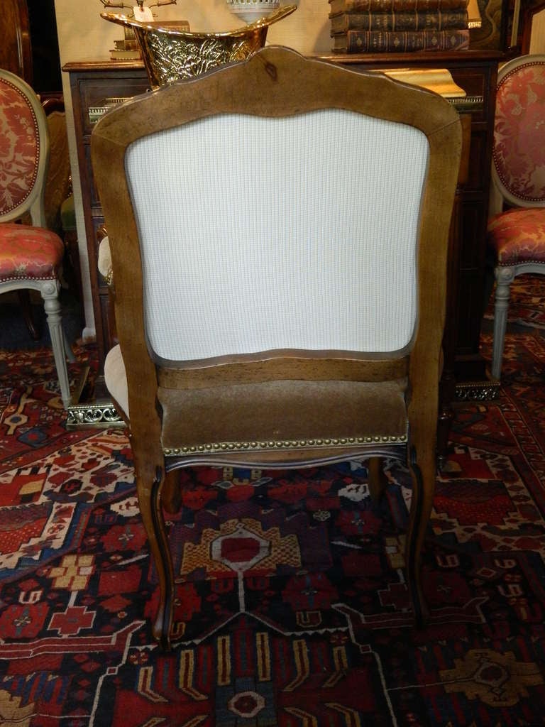 Louis XV Style Carved Arm Chair Upholstered in Mohair, Early 20th Century For Sale 1