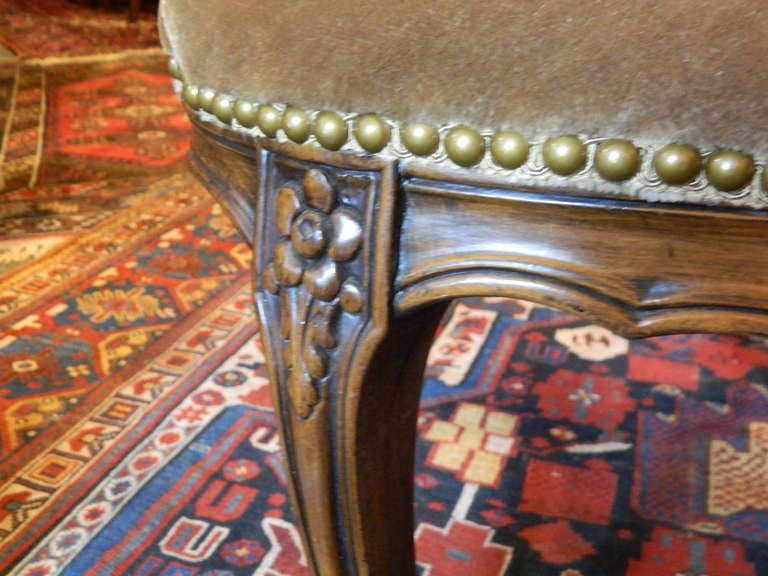 Louis XV Style Carved Arm Chair Upholstered in Mohair, Early 20th Century 4