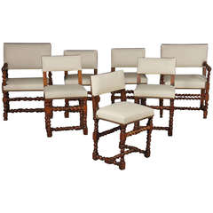 Late 19th/Early 20th Century Set of Twelve English Barley Twist Walnut Chairs 5