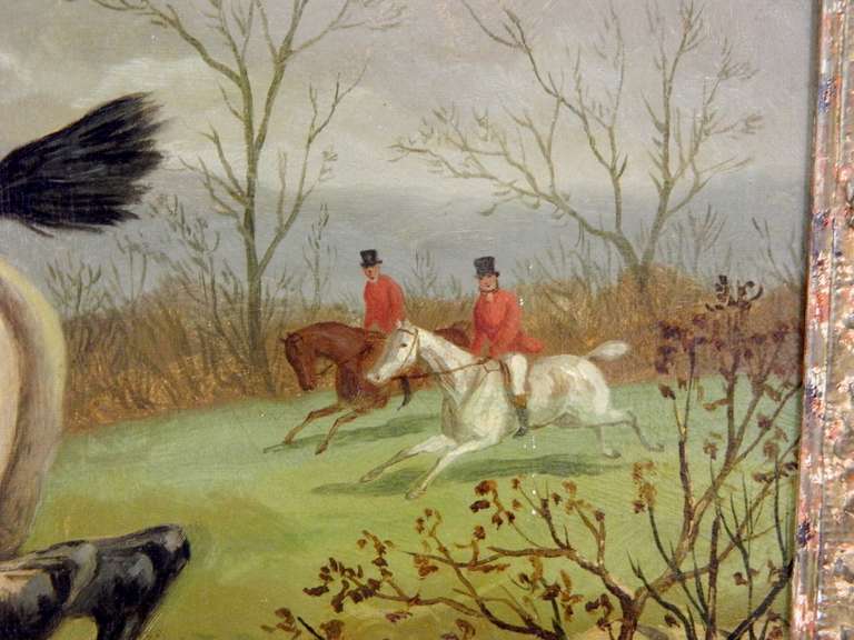 Oil on Canvas British Hunt Scene by Edward Benjamin Herberte, circa 1884 In Excellent Condition In Savannah, GA