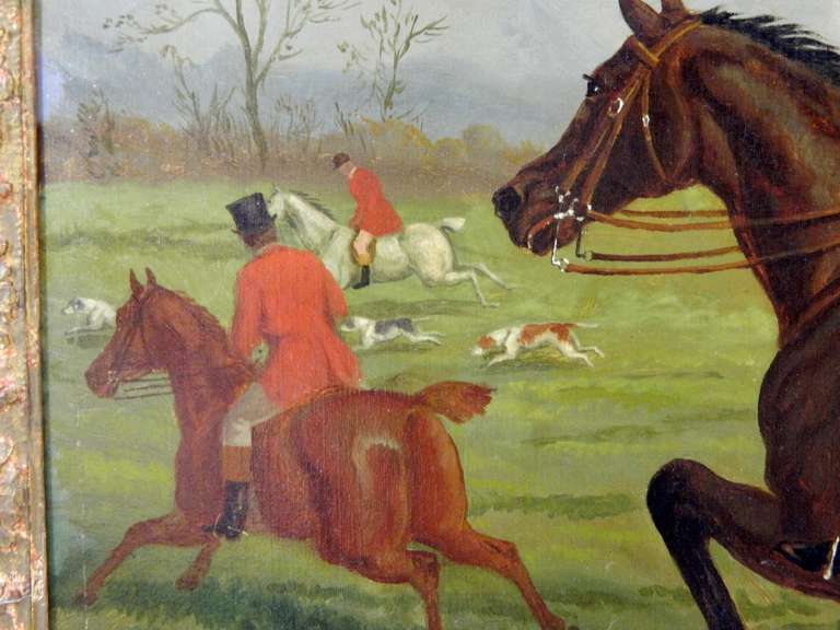 Oil on Canvas British Hunt Scene by Edward Benjamin Herberte, circa 1884 2