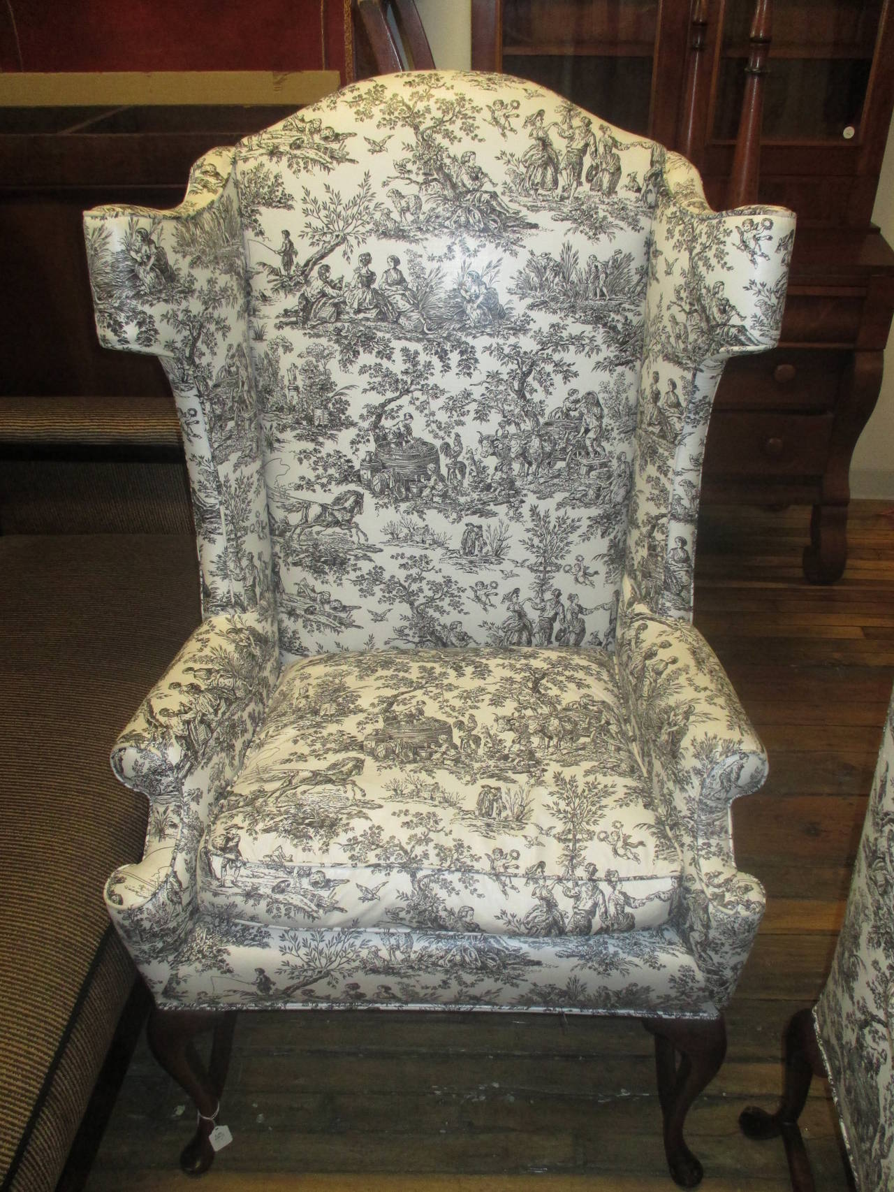 Pair of George III Style Wingback Armchairs, Early 20th Century In Excellent Condition In Savannah, GA