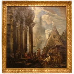 Italian Architectural Capriccio Oil on Canvas