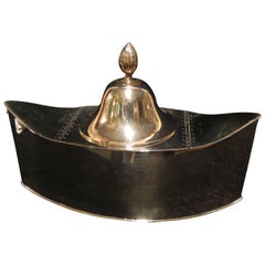 Antique English Silver Caviar Boat on Diminutive Square Feet, Late 19th Century