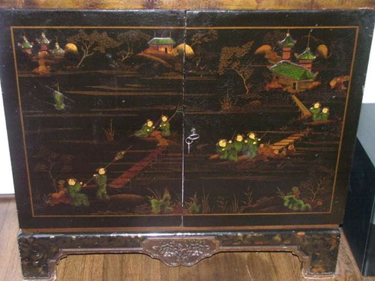 Wood Chinoiserie Display Cabinet, 19th Century For Sale