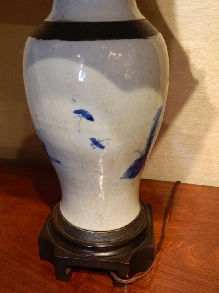 Blue and White Chinese Baluster Form Vase Adapted as a Lamp 2