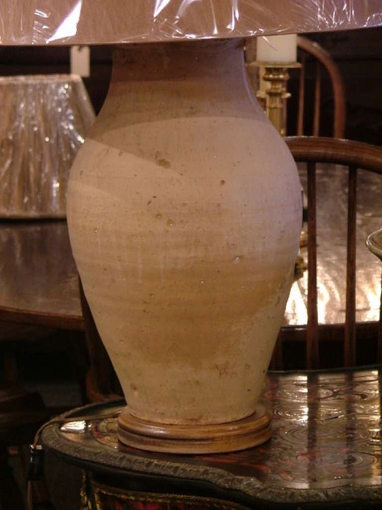 19th Century Terracotta Italian Olive Jar Adapted as a Lamp In Excellent Condition In Savannah, GA