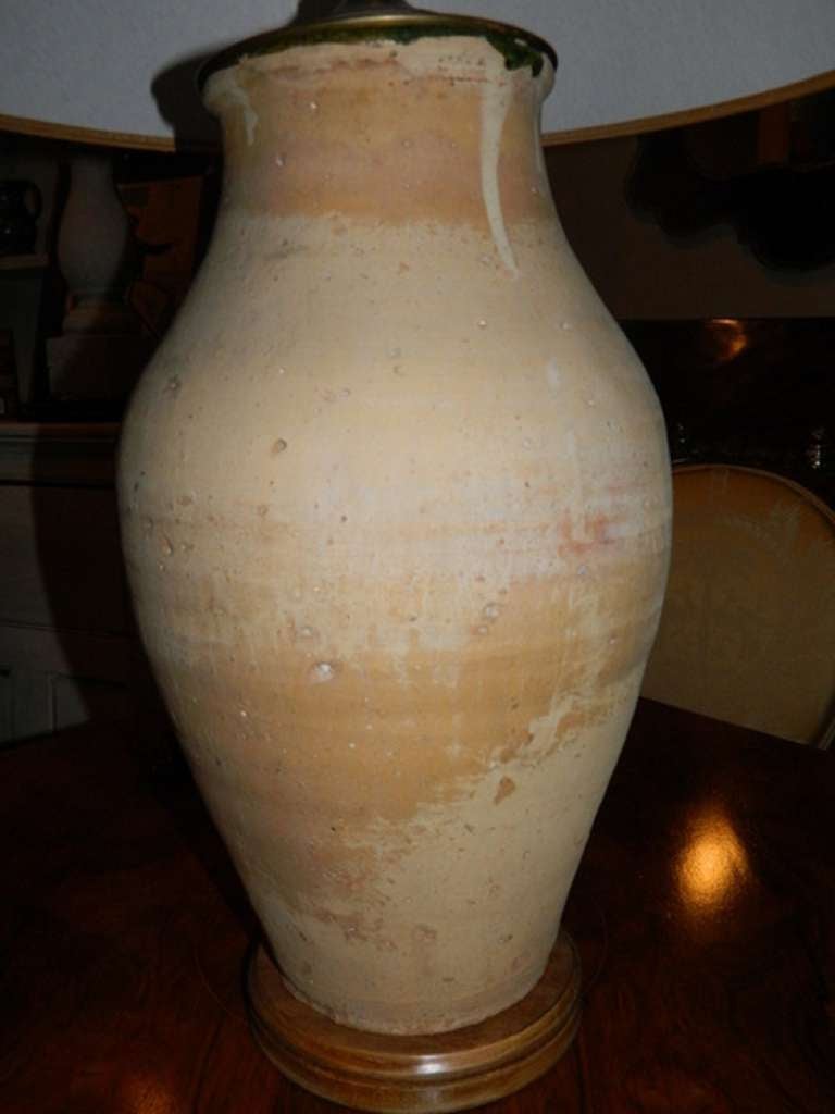 19th Century Terracotta Italian Olive Jar Adapted as a Lamp 1