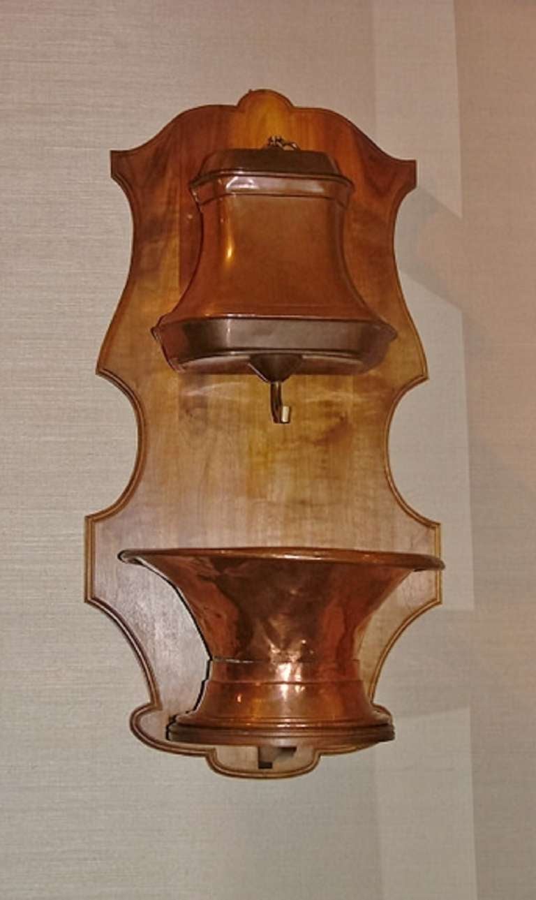French Copper Lavabo with Brass Accents on Later Board