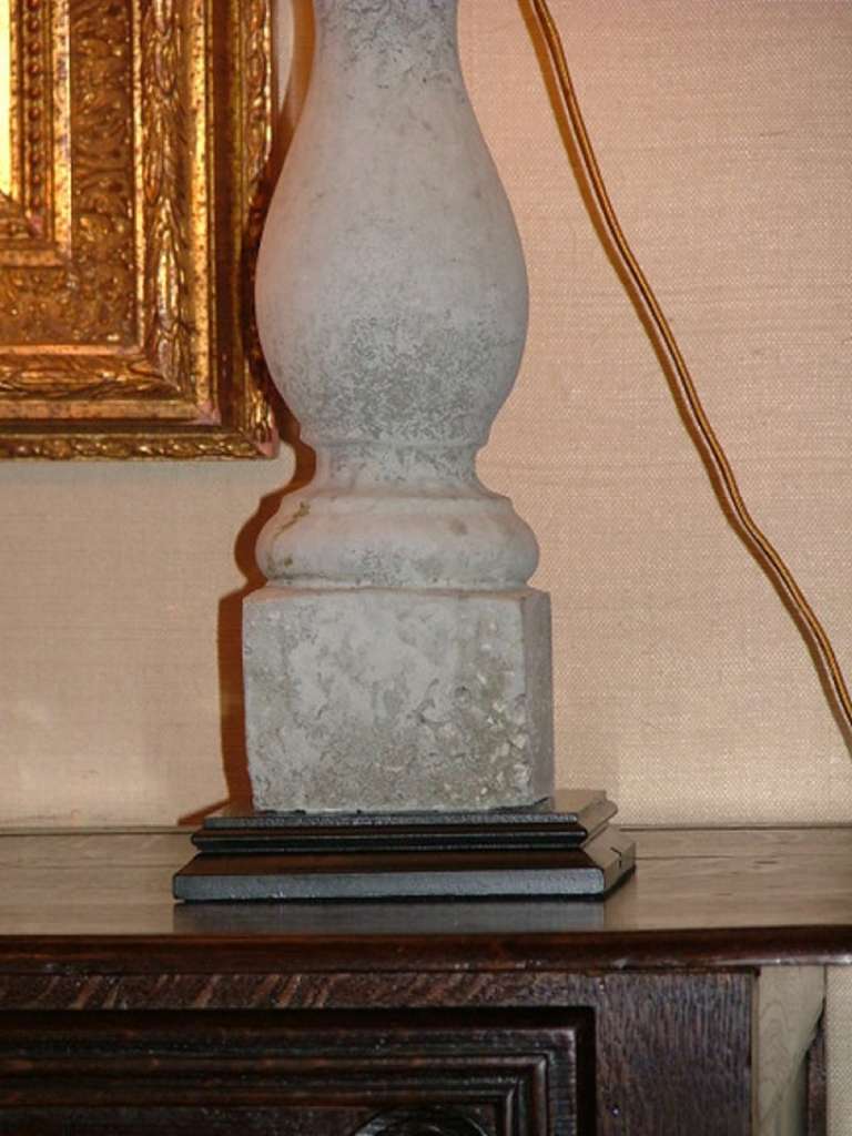 Cement Pair of 19th Century Balustrades Adapted as Lamps