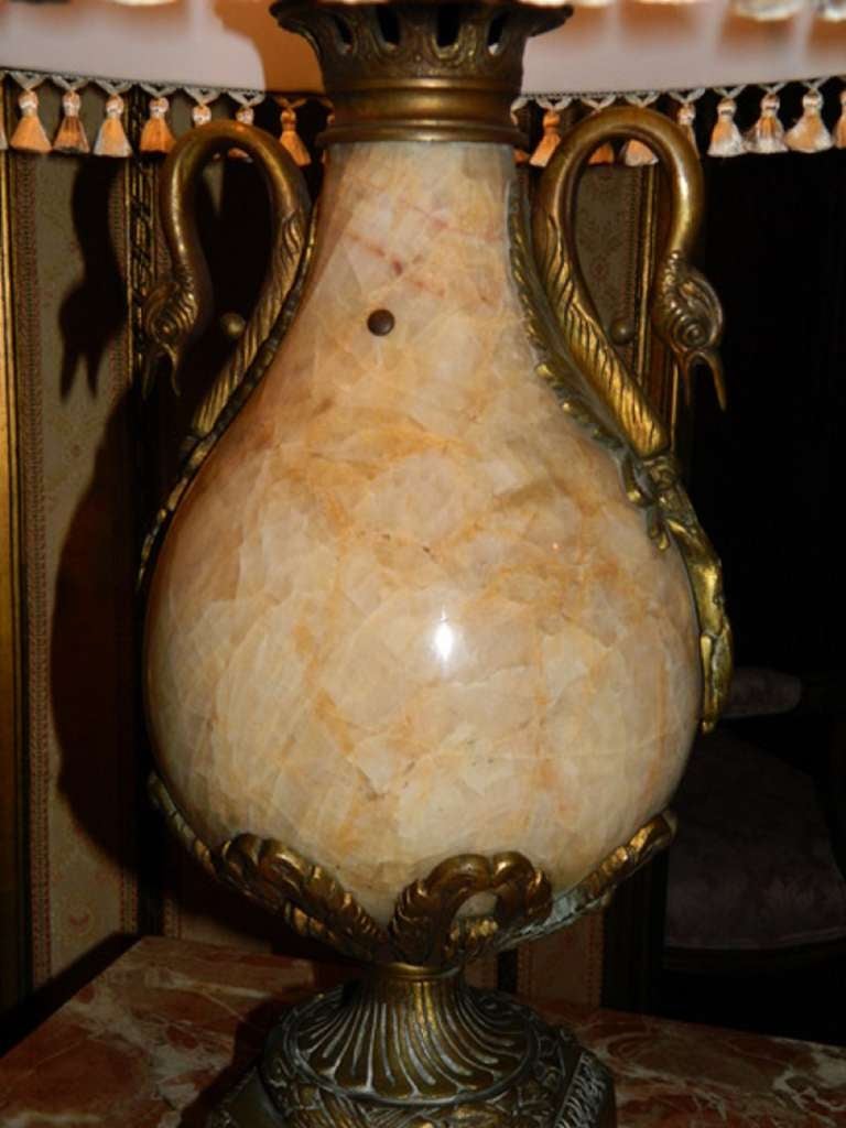 French Empire Style Marble and Bronze Lamp, circa 1920s