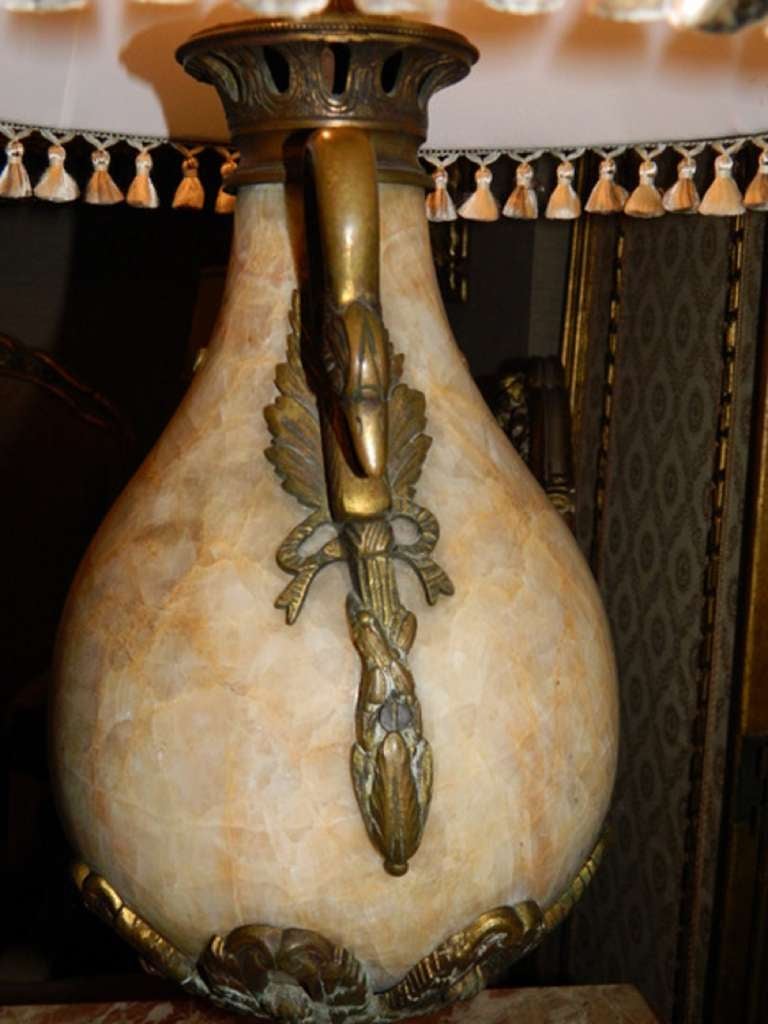 Empire Style Marble and Bronze Lamp, circa 1920s In Good Condition In Savannah, GA