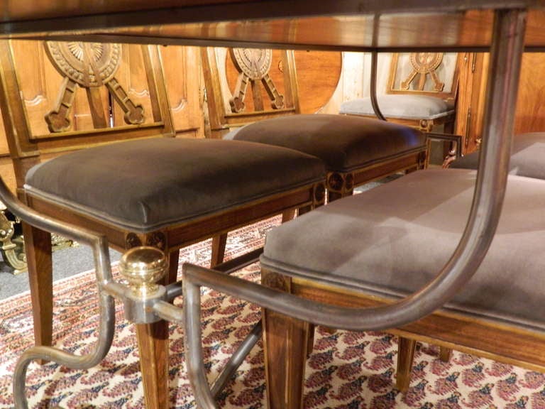 Spanish-Style Mahogany and Silvered Metal Dining Table, Early 20th Century 2