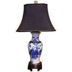 Blue and White Chinese Baluster Form Vase Adapted as a Lamp