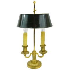 Louis XVI Style Gilt Bronze Two Light Bouillotte Lamp with a Metal Shade