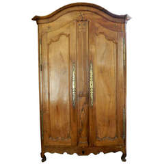 18th Century Louis XV Fruitwood Armoire with Stars and Flower Inlay