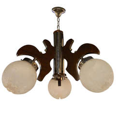 Murano Three Light Hanging Fixture or Chandelier with Mazzega Globes, circa 1970