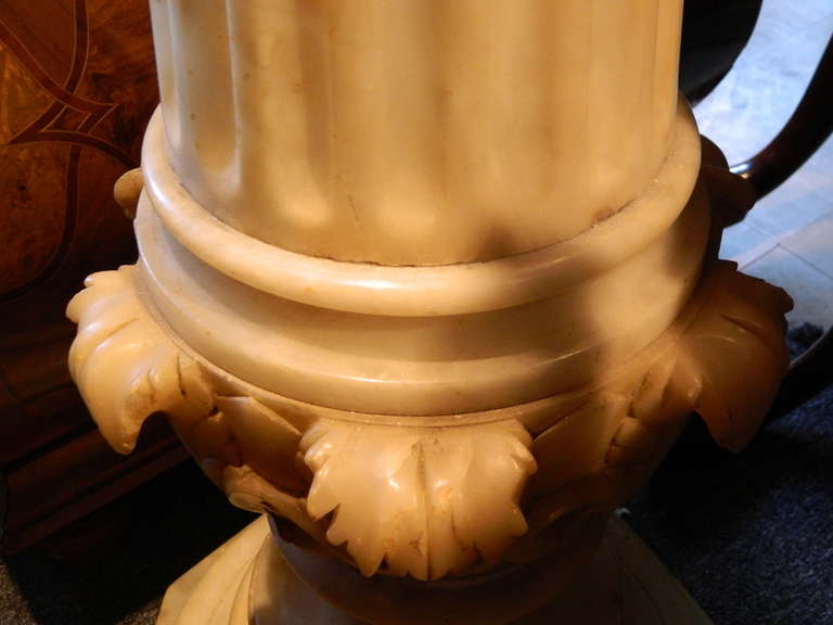 Circa 1900's Carved Alabaster Bust of Diana Resting on Alabaster Pedestal 4