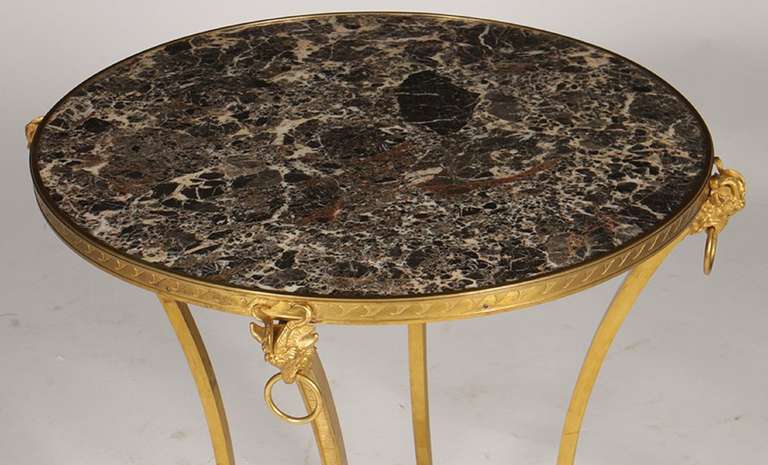 Late 19th/Early 20th Century Empire Style Bronze Gueridon with Inset Marble Top In Excellent Condition In Savannah, GA
