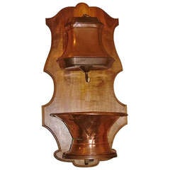 French Copper Lavabo with Brass Accents on Later Board