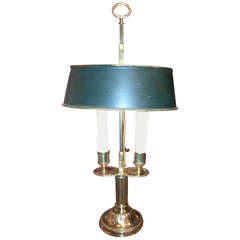 Louis XVI Style Brass Two-Light Bouillotte Lamp with a Tin Metal Shade