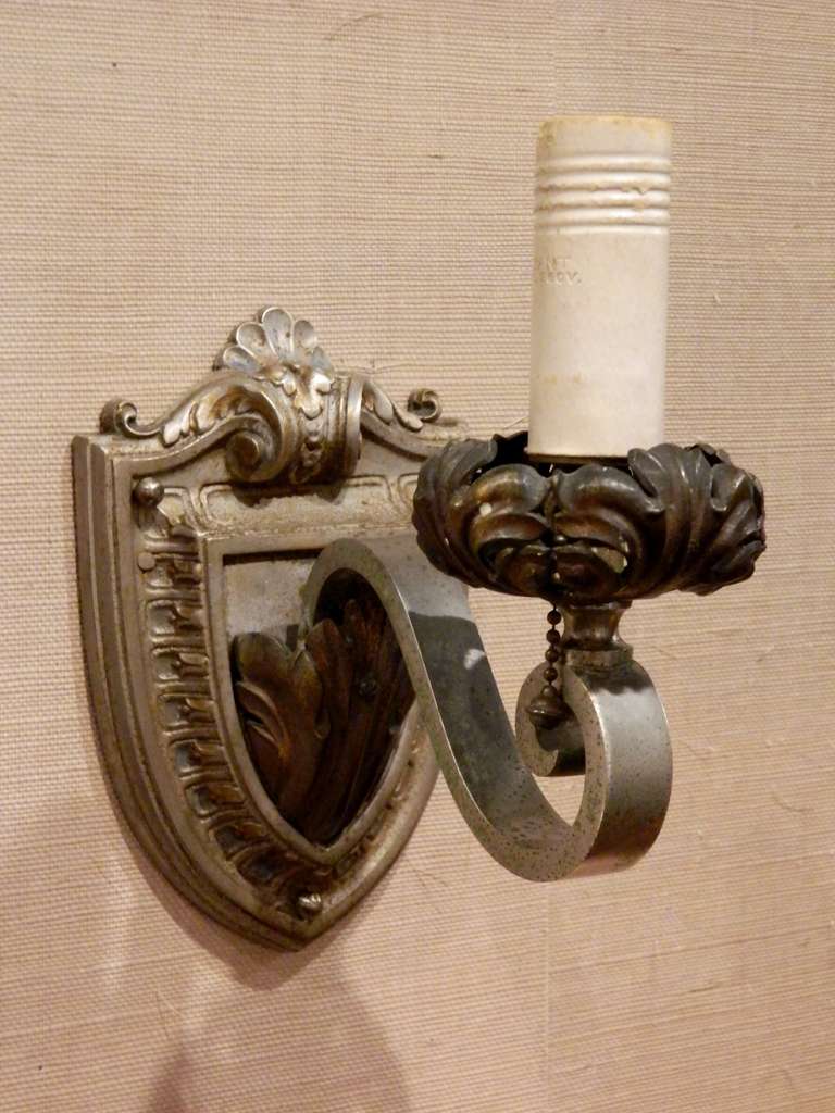 American Circa 1910's Pair of Single Arm Gothic Revival Sconces Probably Caldwell For Sale