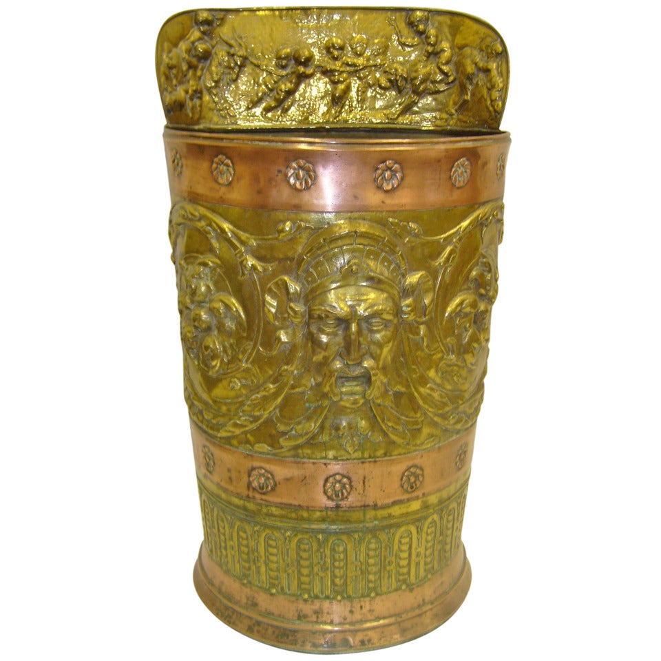 Brass and Copper French Grape Hod or Carrier