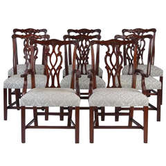 Late 19th/Early 20th Century Set of Eight Chippendale Style Dining Chairs