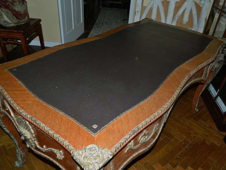 Louis XV Style Bureau Plat or Desk with Leather Top, 20th Century 1