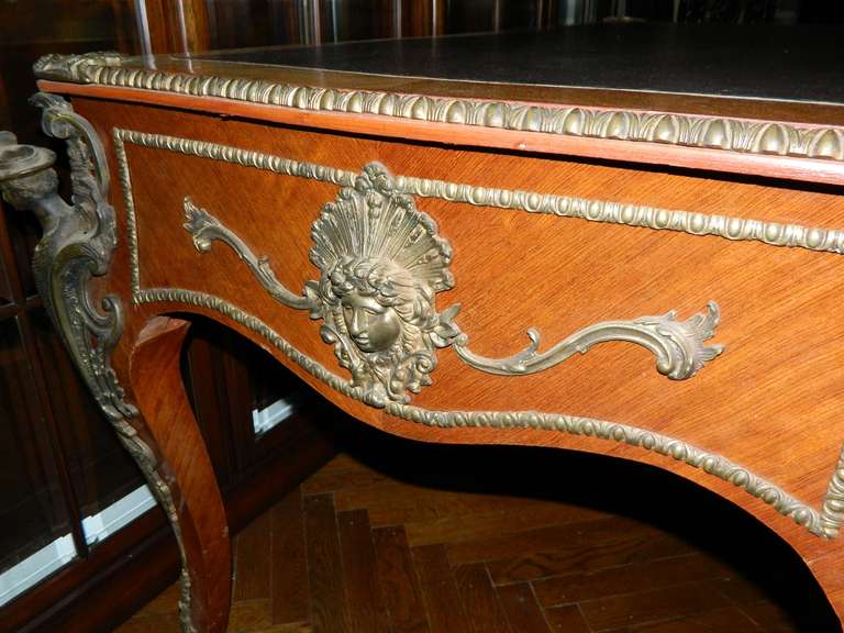 Louis XV Style Bureau Plat or Desk with Leather Top, 20th Century 2