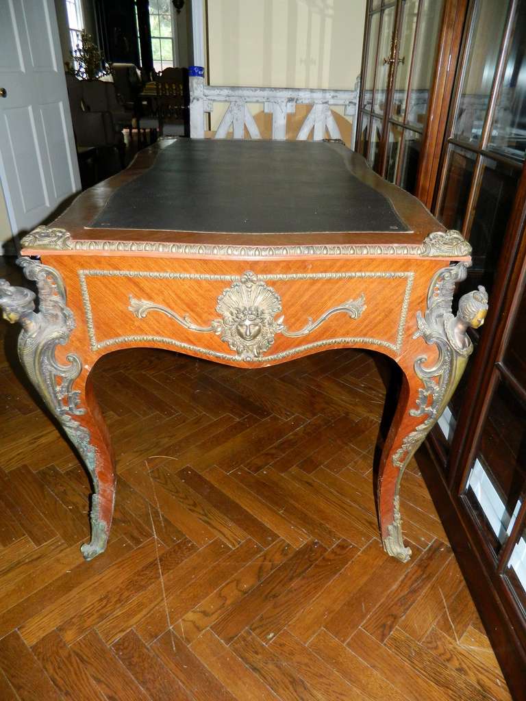 Louis XV Style Bureau Plat or Desk with Leather Top, 20th Century 3