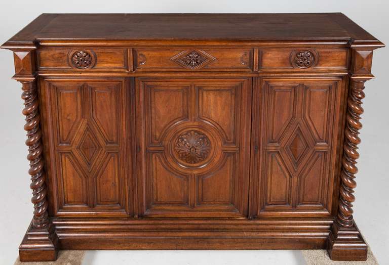 French Renaissance Style Walnut Sideboard or Side Cabinet, 19th Century 2