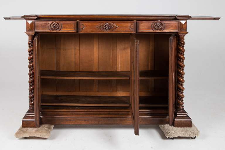 French Renaissance Style Walnut Sideboard or Side Cabinet, 19th Century 3