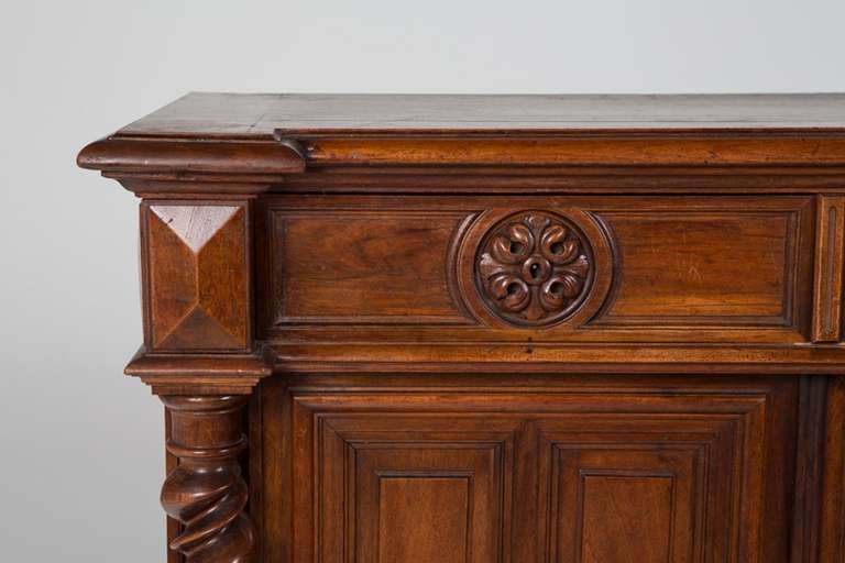 French Renaissance Style Walnut Sideboard or Side Cabinet, 19th Century 4