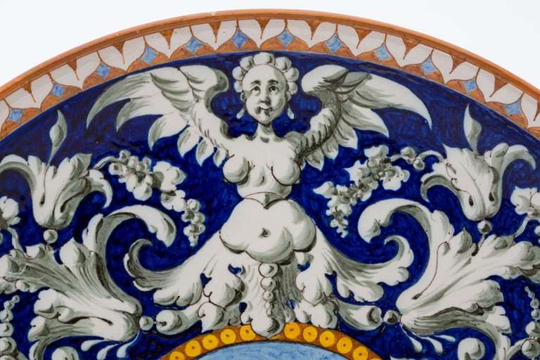 Italian 19th Century Richard Ginori Faience Charger Decorated with Putti