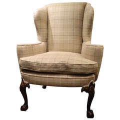 Antique Chippendale Style Centennial Mahogany Wing Back Chair, Late 19th Century