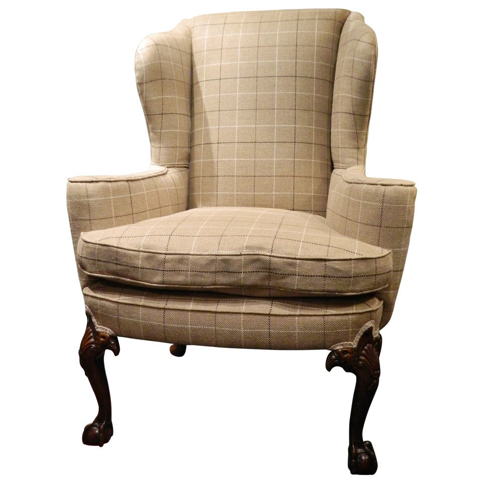 Chippendale Style Centennial Mahogany Wing Back Chair, Late 19th Century