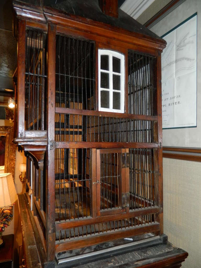 19th Century French Chateau Wood and Wire Birdcage