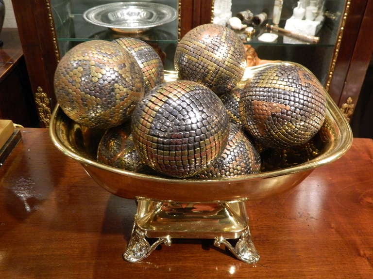 Set of Nine Boules Petanque Iron, Brass, and Copper Balls In Good Condition In Savannah, GA