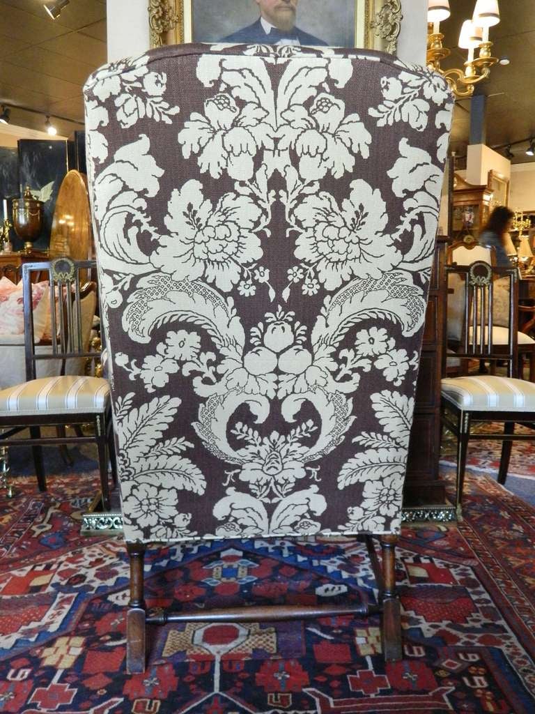 Late 19th Century Chippendale Style Mahogany Upholstered Wing Back Chair 2